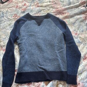 J. Crew Blue Crew Neck Sweater with Ribbed Cuffs